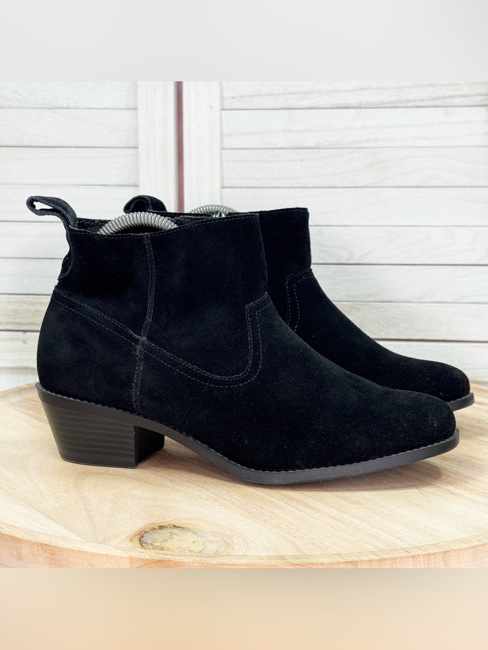 Vionic Vera Suede Western Ankle Boots Booties Black Women 8.5 Water Resistant